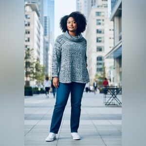 Claire France, Plus-Size Textured Cowl Neck
Sweater, 1X, Blue 🧶